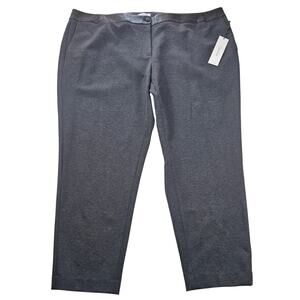 NWT 26/28 plus size black white twill knit faux leather trim business pants